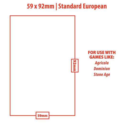 Standard European Board Game Sleeves (50ct) for 59mm x 92mm Cards