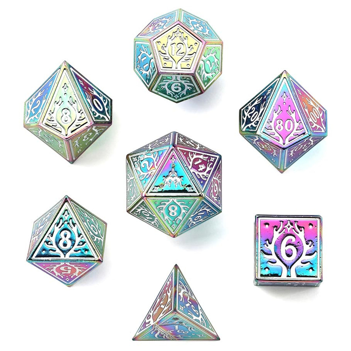 7-Set Solid Metal Dice - Multiple Colors and Styles