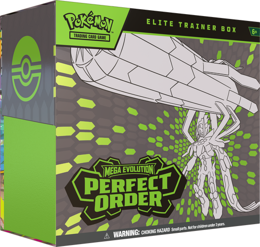 Pokémon trading card game Perfect Order elite trainer box with green and gray design